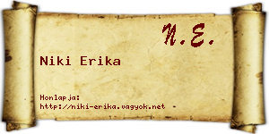 Niki Erika névjegykártya